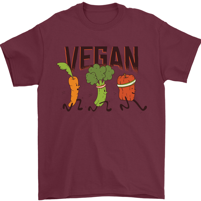 Vegan Fitness Mens T-Shirt 100% Cotton Maroon