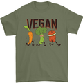 Vegan Fitness Mens T-Shirt 100% Cotton Military Green