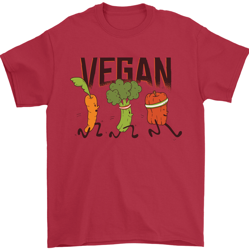 Vegan Fitness Mens T-Shirt 100% Cotton Red