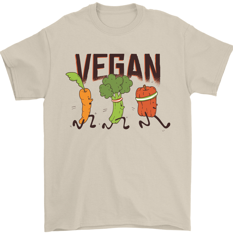 Vegan Fitness Mens T-Shirt 100% Cotton Sand