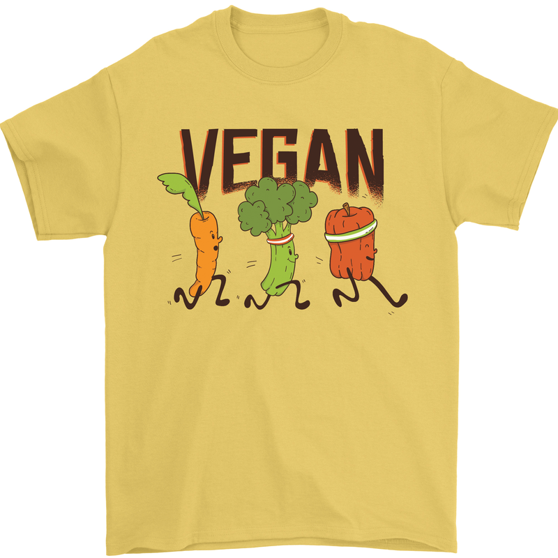 Vegan Fitness Mens T-Shirt 100% Cotton Yellow