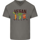 Vegan Fitness Mens V-Neck Cotton T-Shirt Charcoal