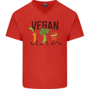 Vegan Fitness Mens V-Neck Cotton T-Shirt Red