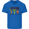 Vegan Fitness Mens V-Neck Cotton T-Shirt Royal Blue