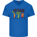 Vegan Fitness Mens V-Neck Cotton T-Shirt Royal Blue
