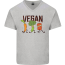 Vegan Fitness Mens V-Neck Cotton T-Shirt Sports Grey