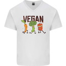 Vegan Fitness Mens V-Neck Cotton T-Shirt White
