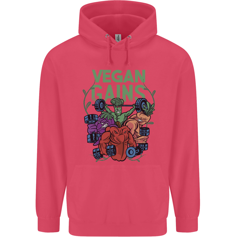 Vegan Gym Bodybuilding Vegetarian Childrens Kids Hoodie Heliconia