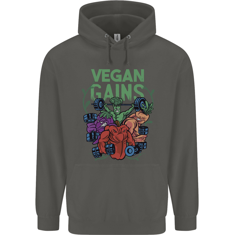 Vegan Gym Bodybuilding Vegetarian Childrens Kids Hoodie Storm Grey