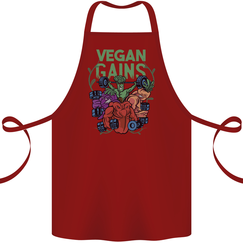 Vegan Gym Bodybuilding Vegetarian Cotton Apron 100% Organic Maroon