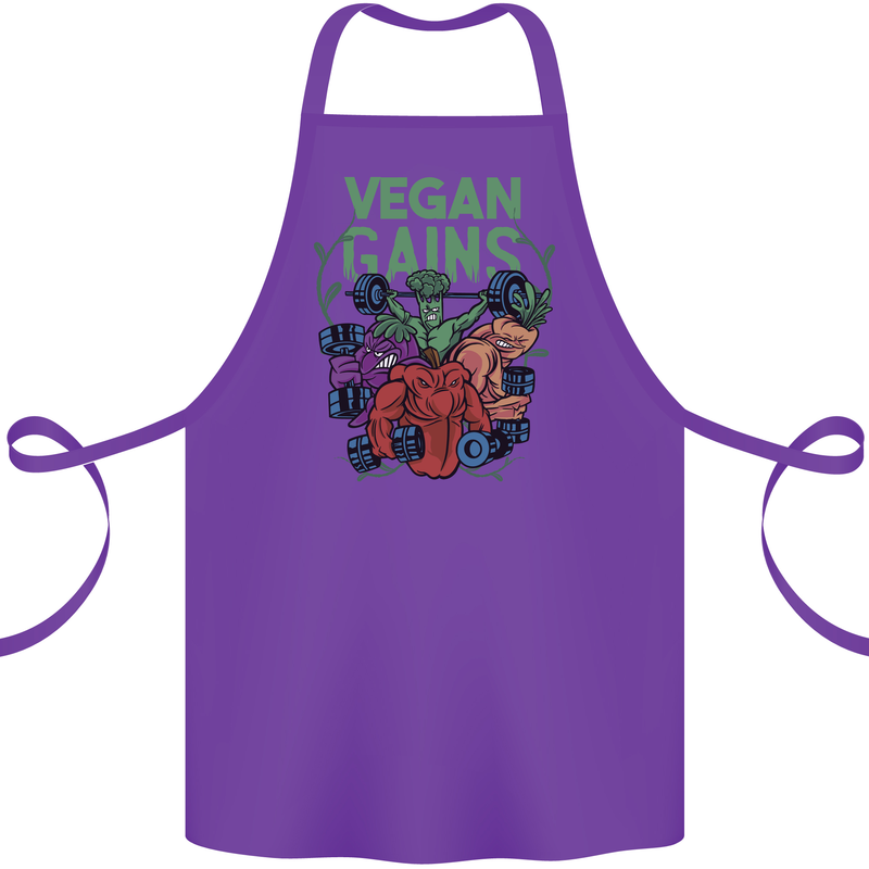 Vegan Gym Bodybuilding Vegetarian Cotton Apron 100% Organic Purple