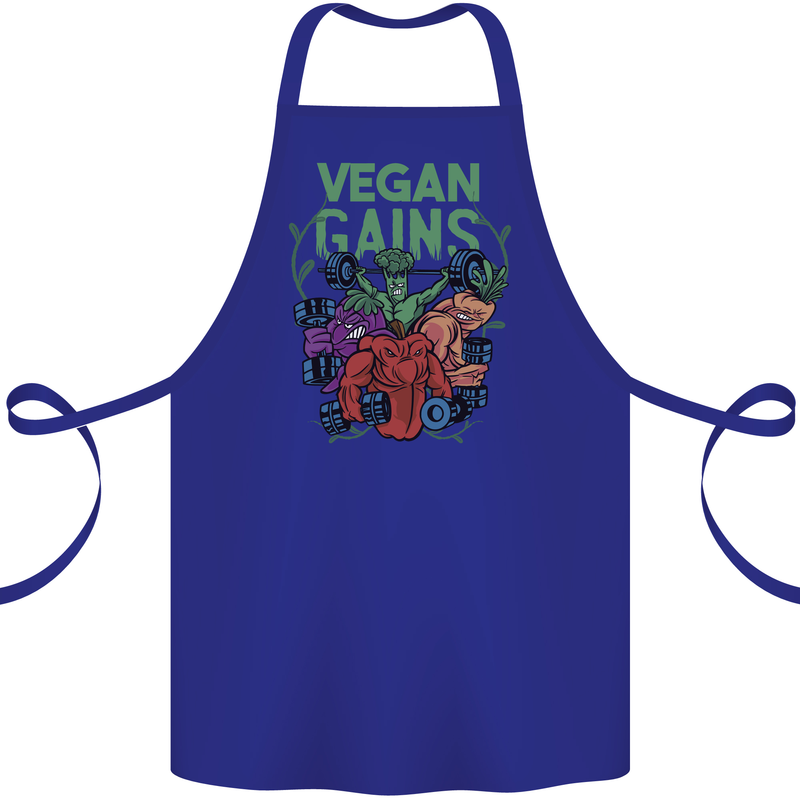 Vegan Gym Bodybuilding Vegetarian Cotton Apron 100% Organic Royal Blue