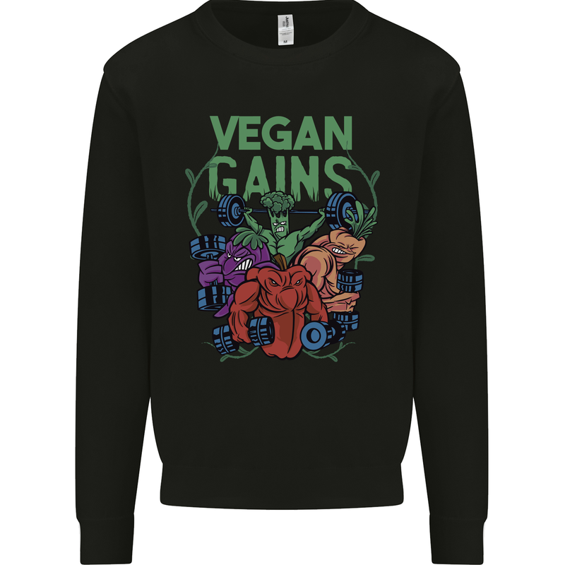 Vegan Gym Bodybuilding Vegetarian Kids Sweatshirt Jumper Black