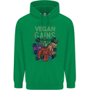 Vegan Gym Bodybuilding Vegetarian Mens 80% Cotton Hoodie Irish Green