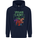 Vegan Gym Bodybuilding Vegetarian Mens 80% Cotton Hoodie Navy Blue