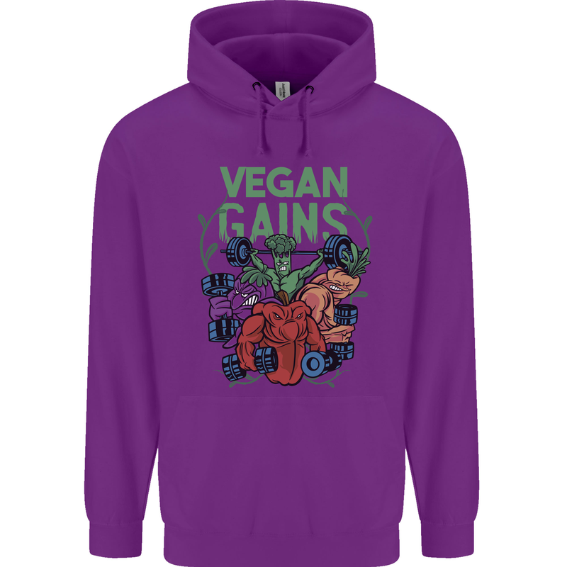 Vegan Gym Bodybuilding Vegetarian Mens 80% Cotton Hoodie Purple