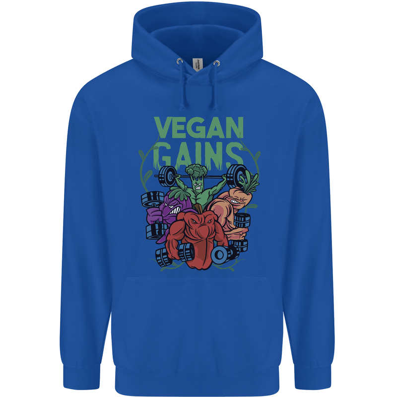 Vegan Gym Bodybuilding Vegetarian Mens 80% Cotton Hoodie Royal Blue