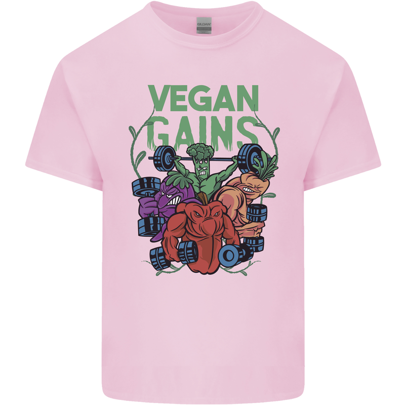 Vegan Gym Bodybuilding Vegetarian Mens Cotton T-Shirt Tee Top Light Pink