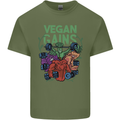 Vegan Gym Bodybuilding Vegetarian Mens Cotton T-Shirt Tee Top Military Green