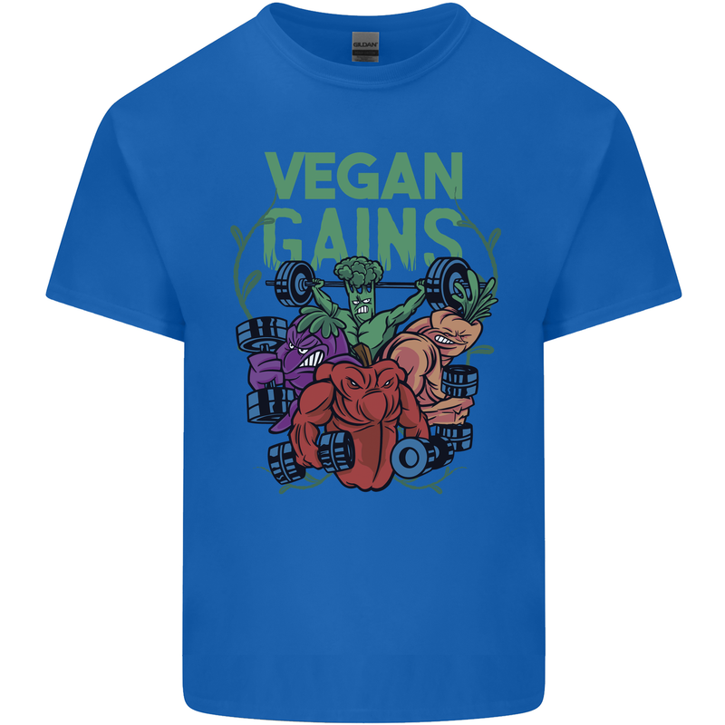 Vegan Gym Bodybuilding Vegetarian Mens Cotton T-Shirt Tee Top Royal Blue