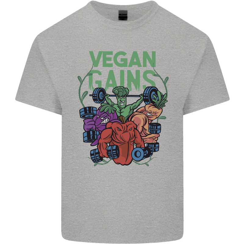 Vegan Gym Bodybuilding Vegetarian Mens Cotton T-Shirt Tee Top Sports Grey