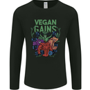 Vegan Gym Bodybuilding Vegetarian Mens Long Sleeve T-Shirt Black