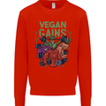 Vegan Gym Bodybuilding Vegetarian Mens Sweatshirt Jumper Bright Red