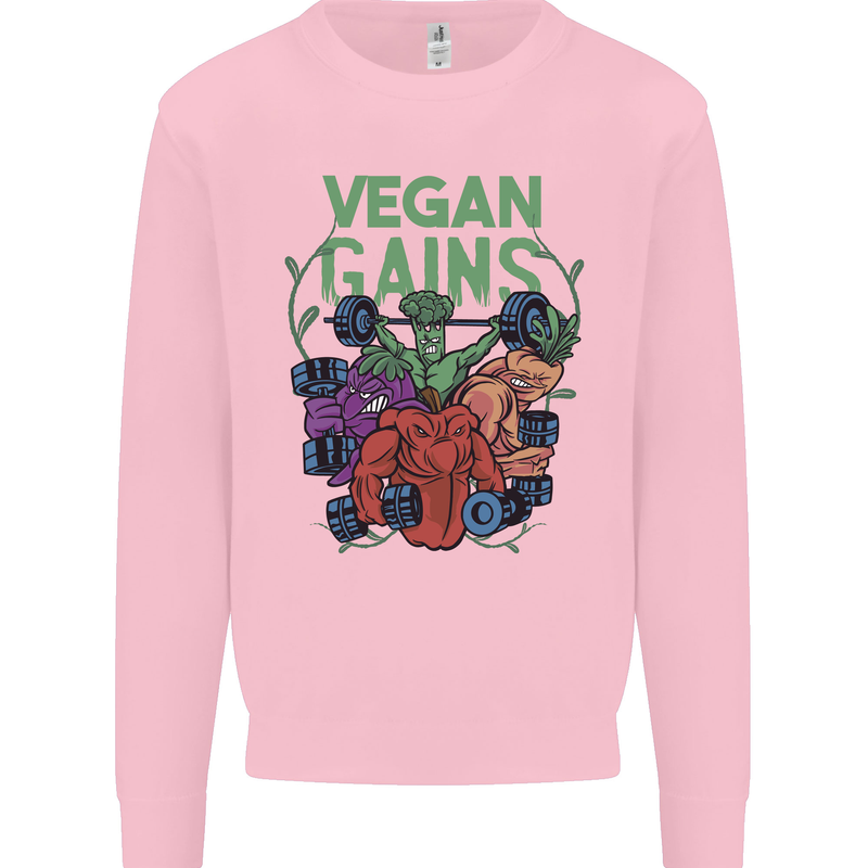 Vegan Gym Bodybuilding Vegetarian Mens Sweatshirt Jumper Light Pink