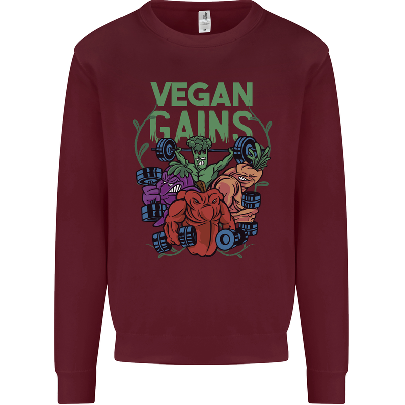 Vegan Gym Bodybuilding Vegetarian Mens Sweatshirt Jumper Maroon