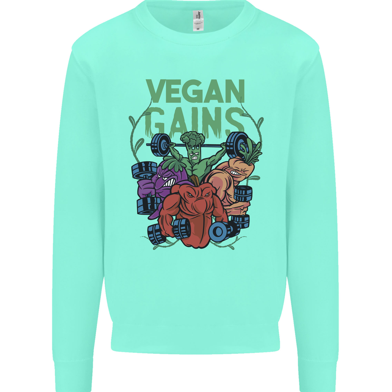 Vegan Gym Bodybuilding Vegetarian Mens Sweatshirt Jumper Peppermint
