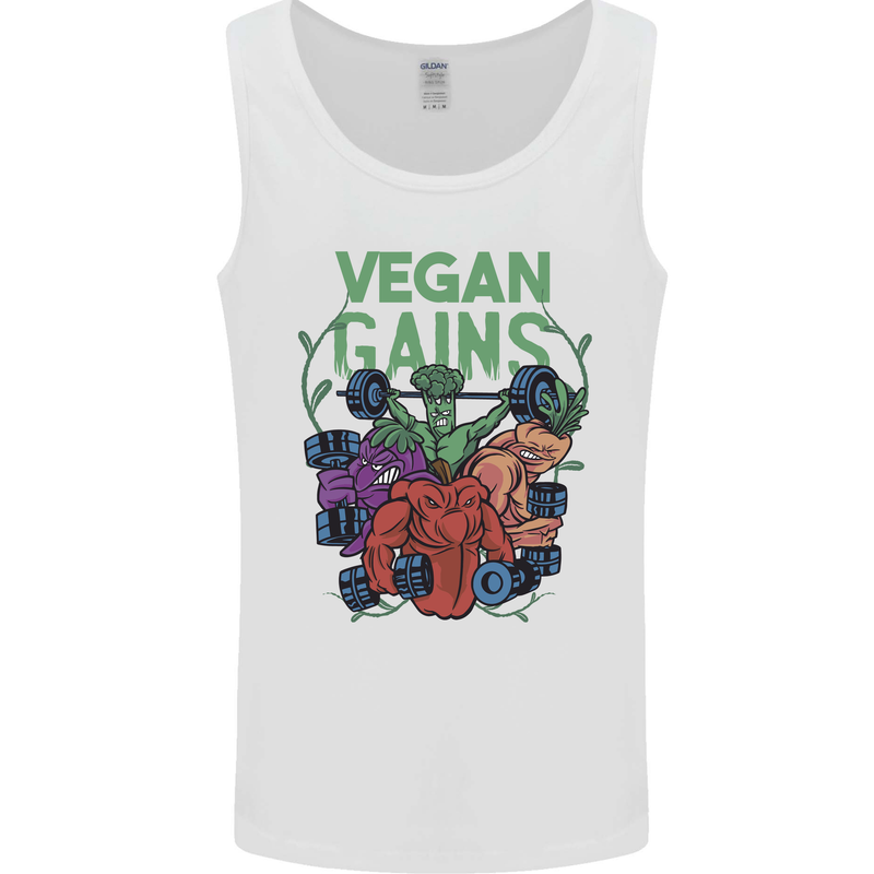 Vegan Gym Bodybuilding Vegetarian Mens Vest Tank Top White