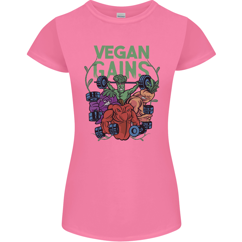 Vegan Gym Bodybuilding Vegetarian Womens Petite Cut T-Shirt Azalea