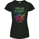 Vegan Gym Bodybuilding Vegetarian Womens Petite Cut T-Shirt Black