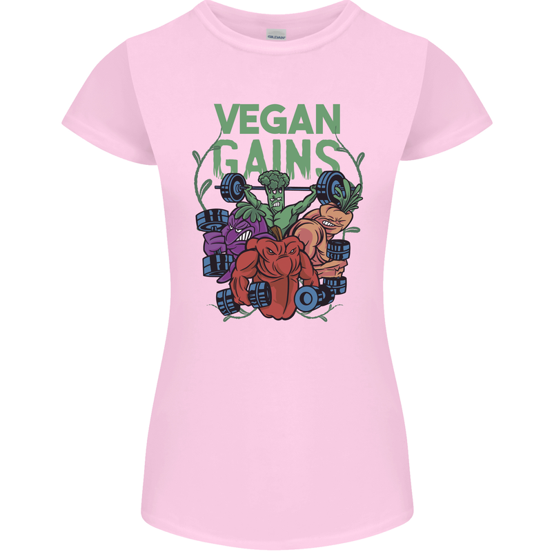 Vegan Gym Bodybuilding Vegetarian Womens Petite Cut T-Shirt Light Pink