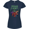 Vegan Gym Bodybuilding Vegetarian Womens Petite Cut T-Shirt Navy Blue