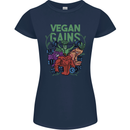 Vegan Gym Bodybuilding Vegetarian Womens Petite Cut T-Shirt Navy Blue