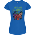Vegan Gym Bodybuilding Vegetarian Womens Petite Cut T-Shirt Royal Blue