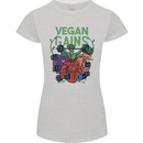 Vegan Gym Bodybuilding Vegetarian Womens Petite Cut T-Shirt Sports Grey