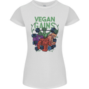 Vegan Gym Bodybuilding Vegetarian Womens Petite Cut T-Shirt White
