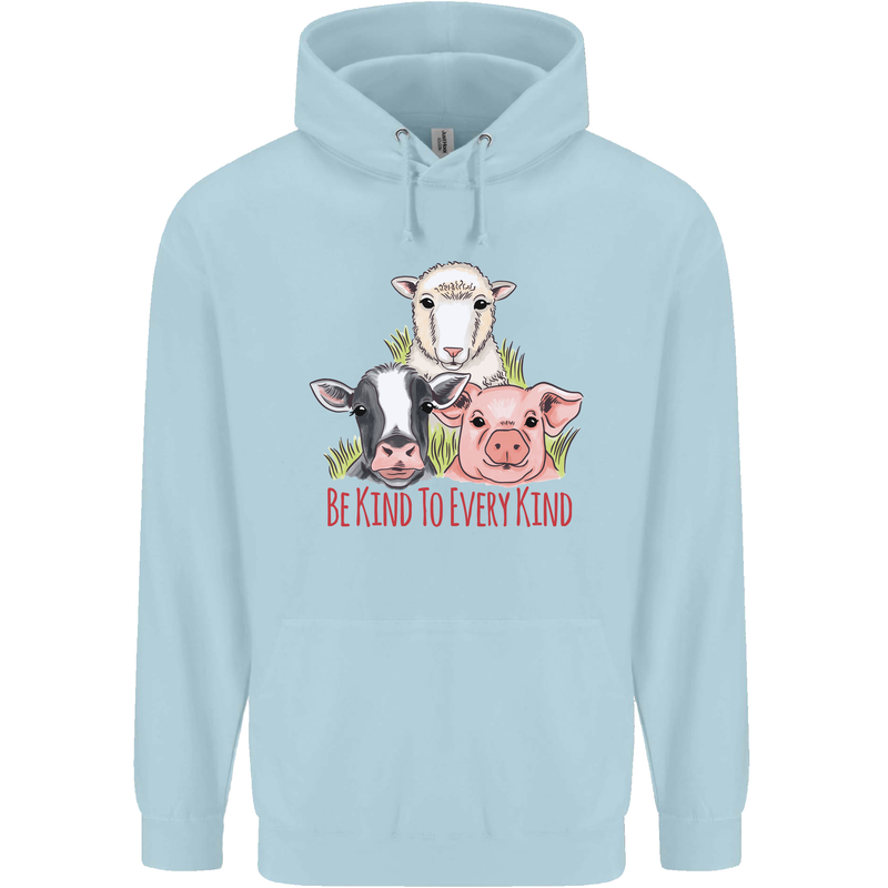 Vegan Kind to Ever Kind Vegetarian Childrens Kids Hoodie Light Blue