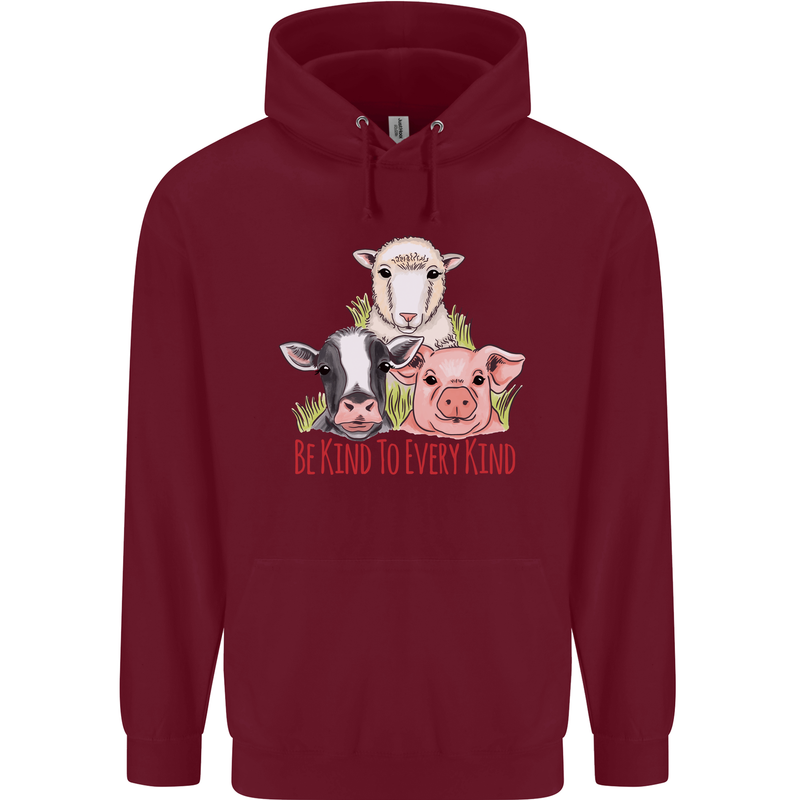 Vegan Kind to Ever Kind Vegetarian Childrens Kids Hoodie Maroon