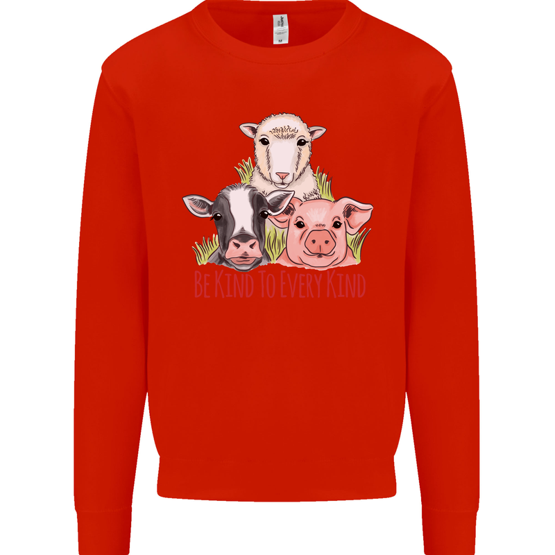 Vegan Kind to Ever Kind Vegetarian Kids Sweatshirt Jumper Bright Red