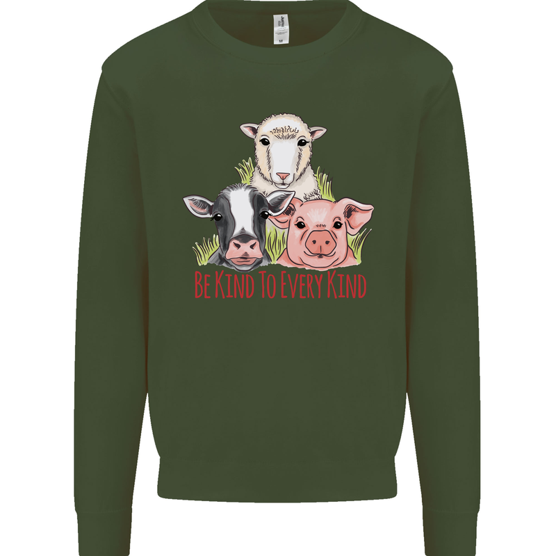 Vegan Kind to Ever Kind Vegetarian Kids Sweatshirt Jumper Forest Green