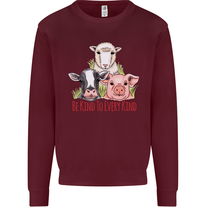 Vegan Kind to Ever Kind Vegetarian Kids Sweatshirt Jumper Maroon