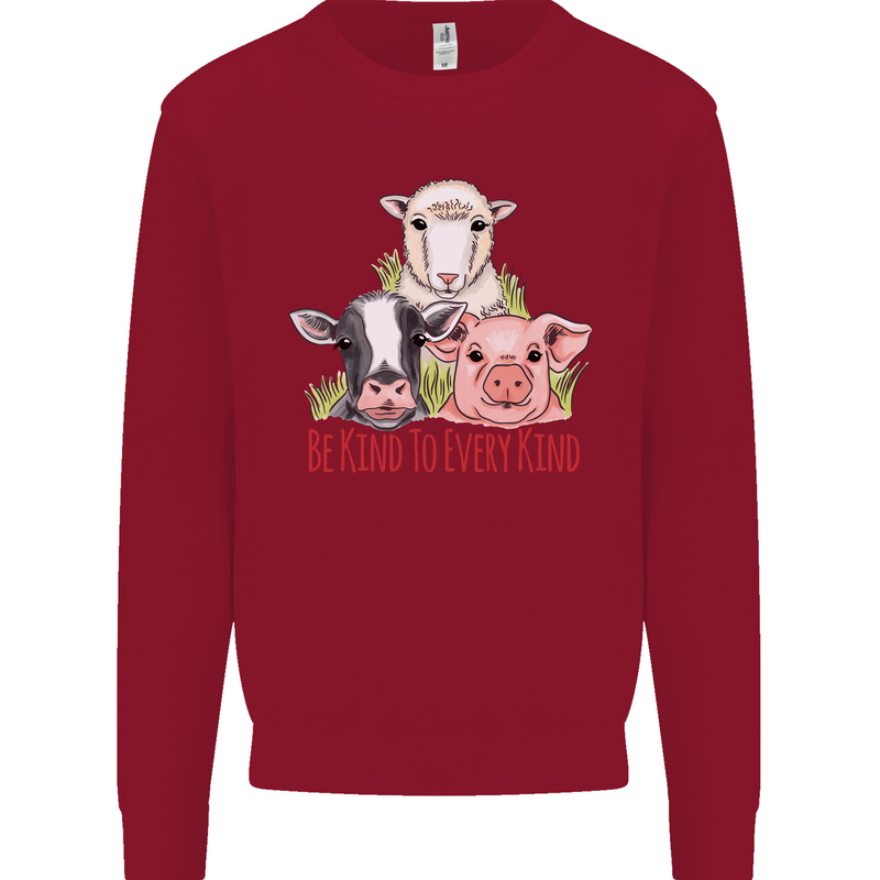 Vegan Kind to Ever Kind Vegetarian Kids Sweatshirt Jumper Red