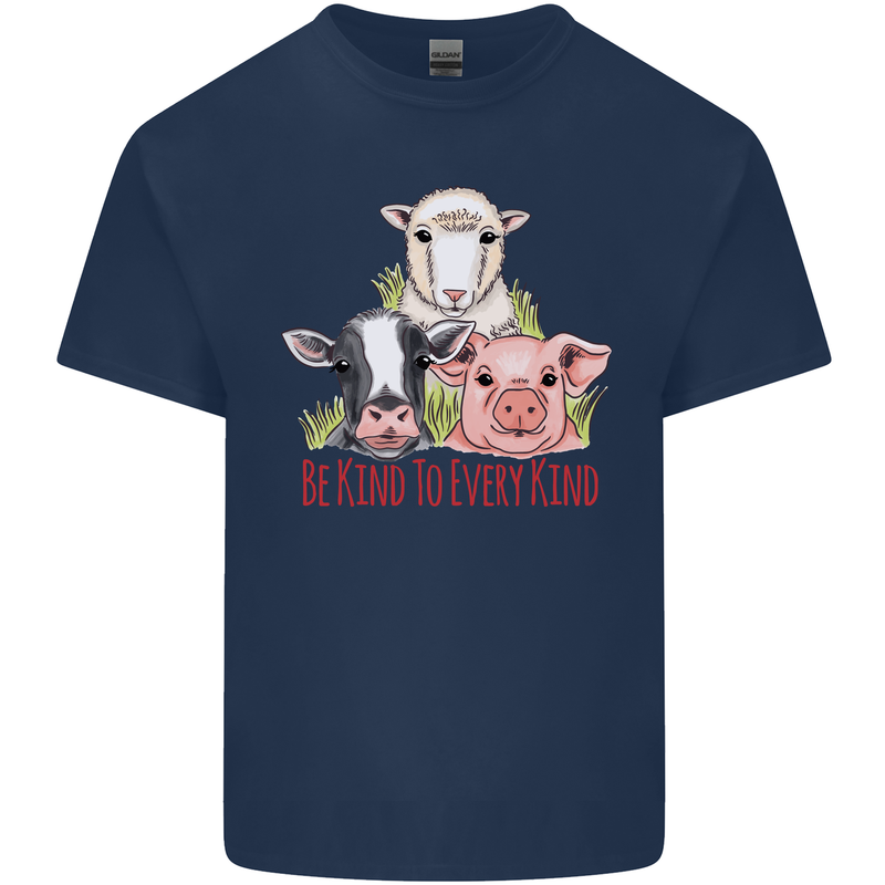 Vegan Kind to Ever Kind Vegetarian Kids T-Shirt Childrens Navy Blue