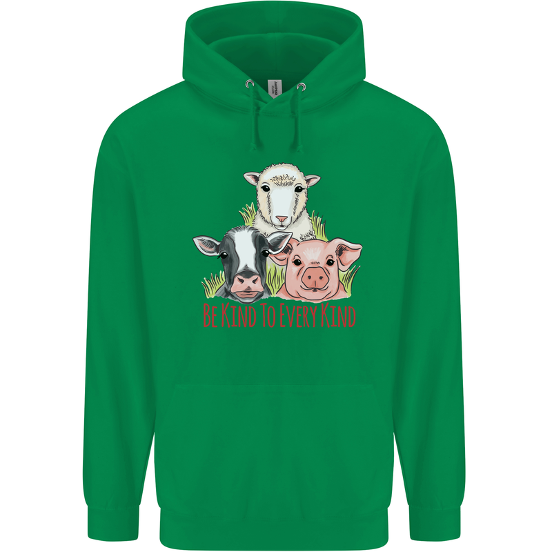 Vegan Kind to Ever Kind Vegetarian Mens 80% Cotton Hoodie Irish Green
