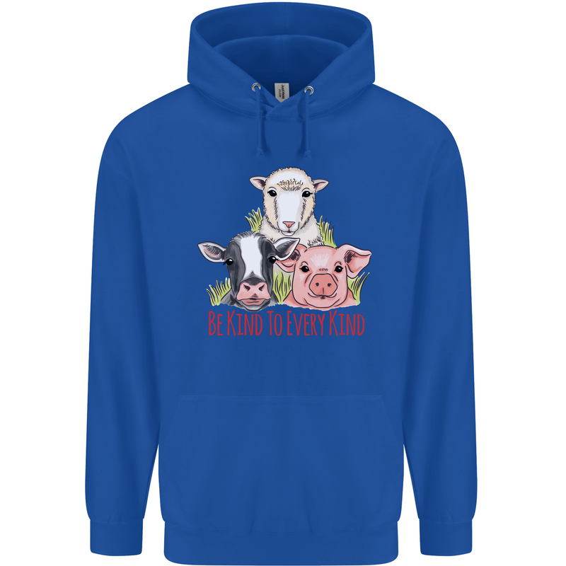 Vegan Kind to Ever Kind Vegetarian Mens 80% Cotton Hoodie Royal Blue