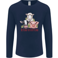 Vegan Kind to Ever Kind Vegetarian Mens Long Sleeve T-Shirt Navy Blue
