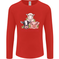 Vegan Kind to Ever Kind Vegetarian Mens Long Sleeve T-Shirt Red